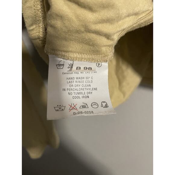 Vintage Jaeger Womens Faux Wrap Top Large Beige Rayon Stretch Cropped Grunge - Picture 4 of 7